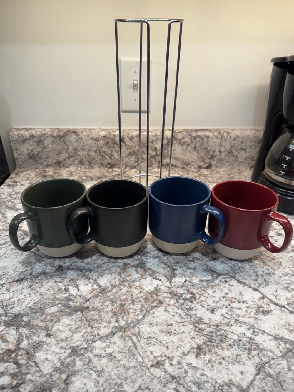Over & Back Stackable Ceramic Mug Set with Metal Stand - 5pc - Picture 3 of 9